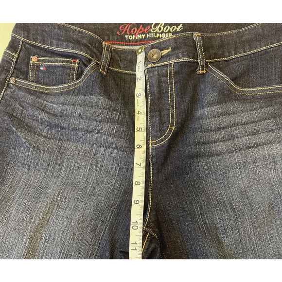 TOMMY HILFIGER Women’s HOPE BOOT Cut Jeans Size 10S Dark Wash Western Boho - Picture 5 of 9